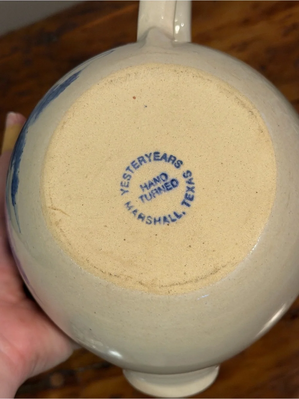 Cream Ceramic Mixing Bowl with Blue Landscape Design